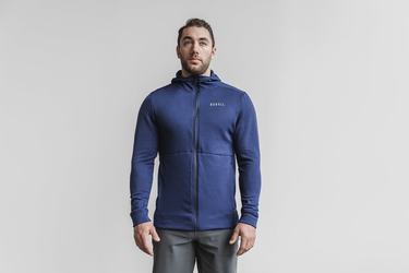 Nobull Performance Zip-up Men's Hoodie Navy | Australia (HP3107)